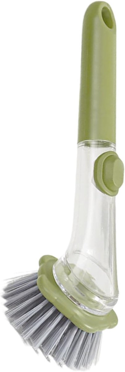 Afwasborstel Zeepdispenser - Keukenreiniger Handvat - Snel Aanrecht Schoon - Ergonomische Antislip Grip - 28 cm Lengte - Groen