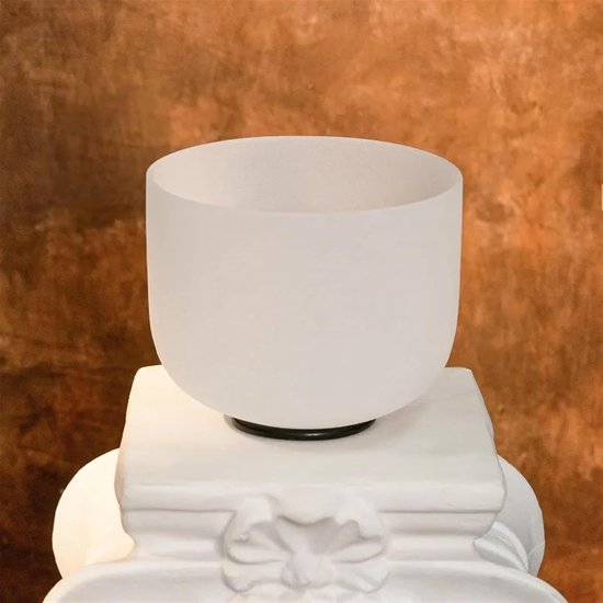 Kristallen Klankschaal - Kwartsschaal Meditatie - Klankhealing Ontspanning - Mat Glazuur Constructie - 20 cm - Wit — afbeelding 4