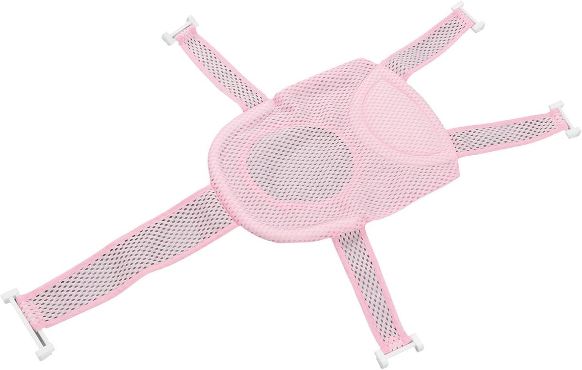 Babybadnet - Badzitje Ondersteuning - Veilig Baden - Ademend Mesh Materiaal - 30 x 21 x 3 cm - Roze