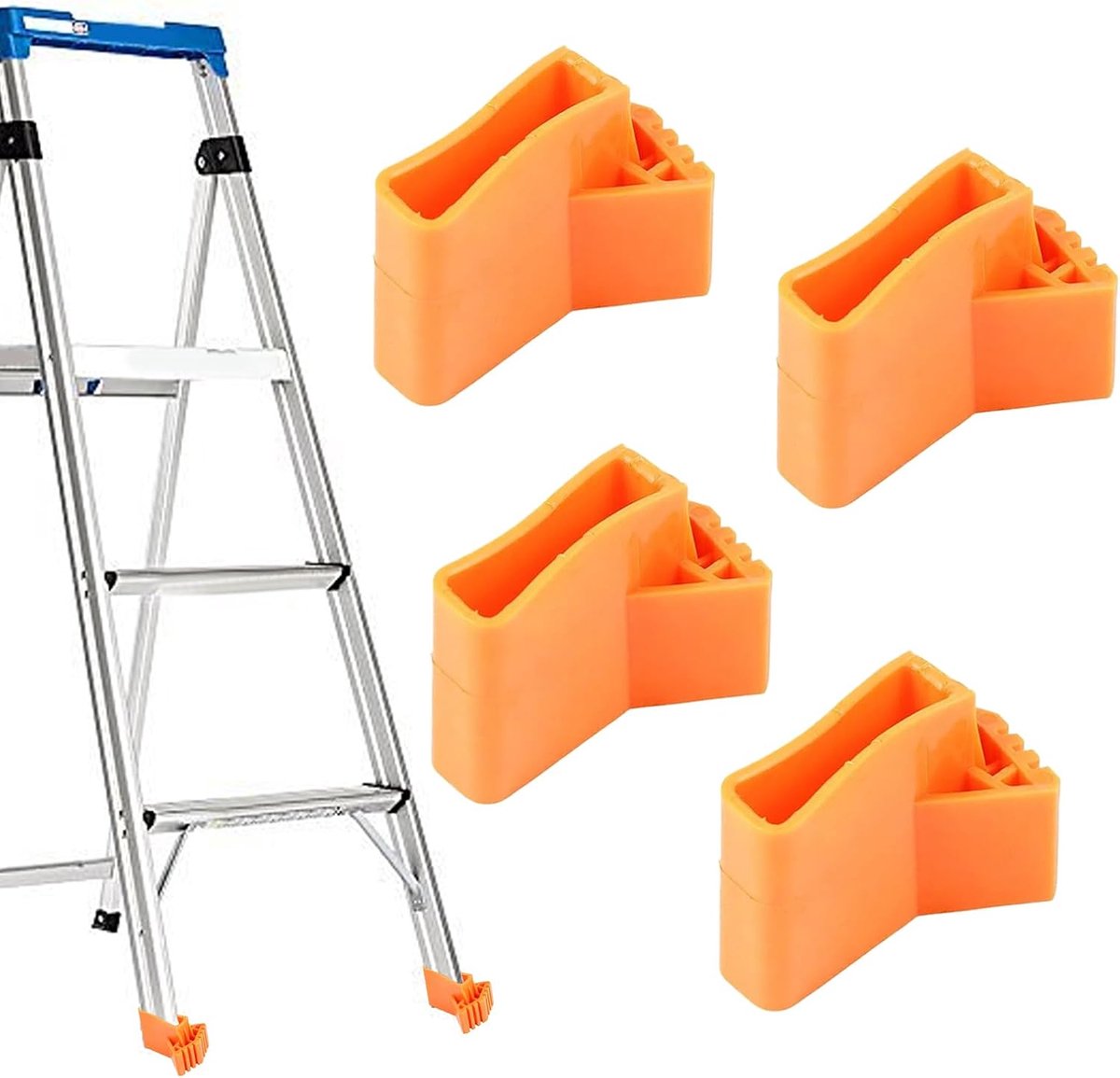 Ladderpoten - Antislip rubber - Stabiliteit verhogen - Fel oranje zichtbaar - 4-delige set - Oranje