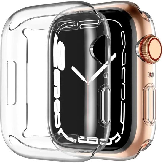 Hoesje Geschikt voor Apple Watch 11/10 46MM - Ingebouwde Screen Protector - Full Protect Case - Flexibel TPU - Transparant