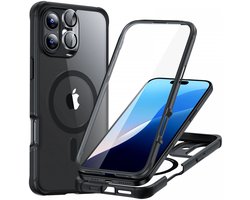 ESR Armor Tough HaloLock Hoesje Geschikt voor Apple iPhone 16 Plus | Compatibel met MagSafe | Ingebouwde Screen Protector | Kickstand | Full Protect | Camera Bescherming | Transparant Zwart