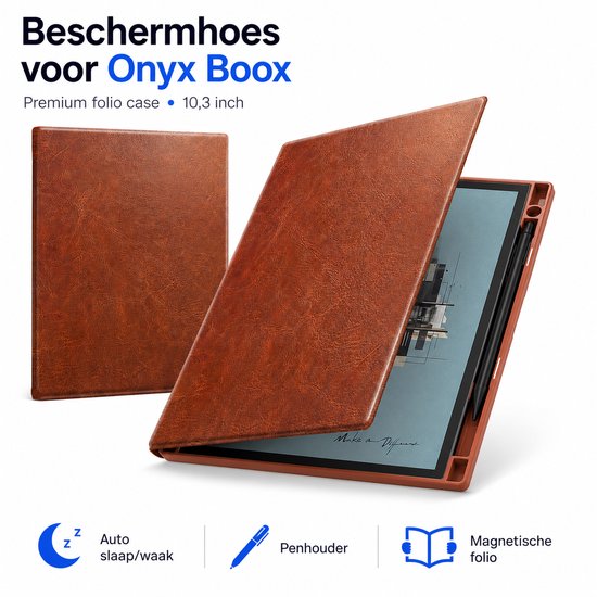 Boox Note hoes - Magnetische Standcover - Geschikt voor Boox Note Air5 C/Air4 C/Air3 C/ Air3 B/W (2025/2024/2023)- Met Automatische Slaap/Waak - PU Leren Hoes - Zwart van BOOX — afbeelding 4