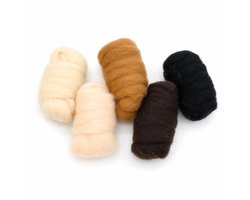 Wol voor naaldvilten - dierenkleuren gekaard - The wool family - 5x25g