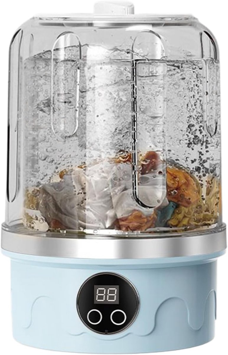 Draagbare Wasmachine Mini Wasmachine Compact Wasmachine Kleine Wasjes Adaptieve Stofzorg Technologie 14 x 20 cm Blauw
