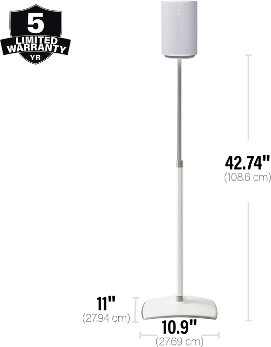 SANUS WSSE1A2-W2 - ADJUSTABLE SPEAKER STAND SONOS ERA 100 - PAIR - WHITE van Sanus — afbeelding 2