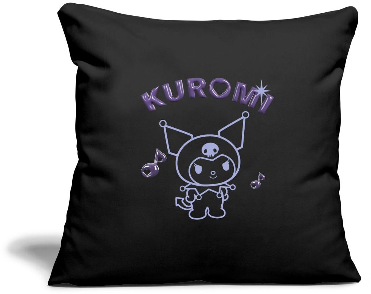 Kuromi Omtrekontwerp Met Paarse Chrome Letters Sierkussenhoes, 45 x 45 cm