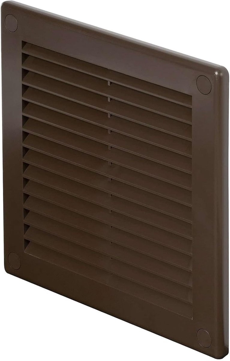 Ventilatierooster - Ventilatiedeksel - Ventilatie Binnen - Met Vliegenscherm - 100mm x 100mm - Bruin