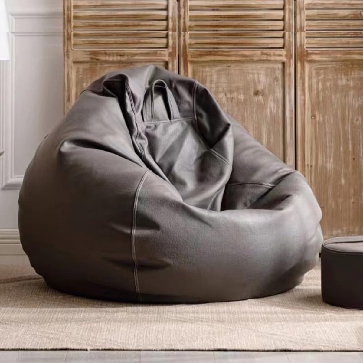 Zitzak Stoel - Lounger Poef - Ontspannen Buiten - Waterdicht Kunstleer - 135 cm Diameter - Medium Grijs