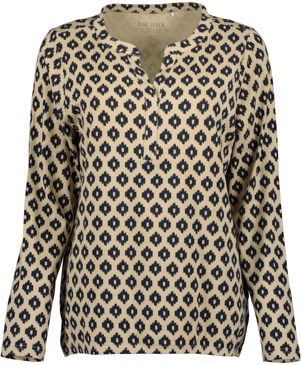 Blue Seven - dames - Shirt 203608 beige/blauw print Blue Seven - maat 42