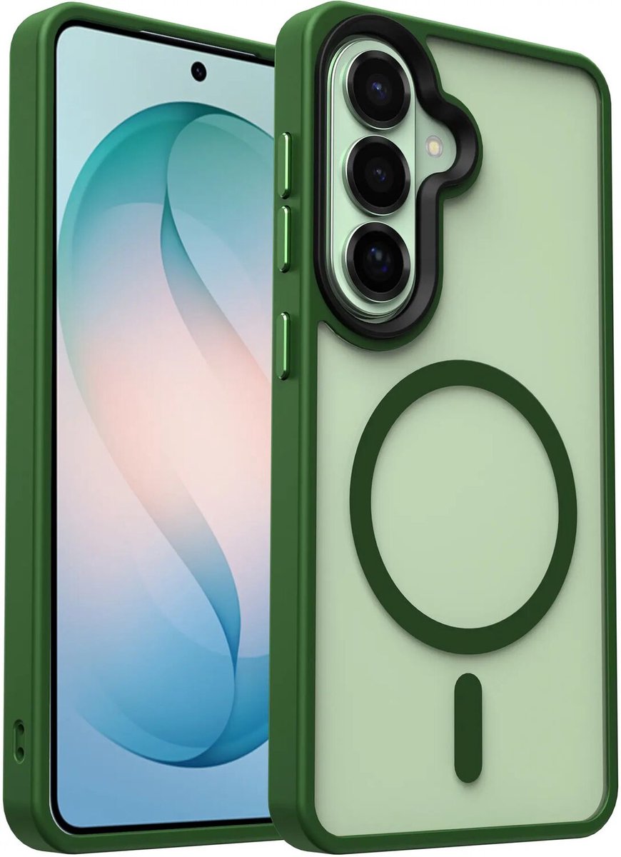 Hoesje Geschikt voor Samsung Galaxy S26 - Compatibel met MagSafe / Qi2 - Matte Beschermhoes - Back Cover met Magneet - Groen