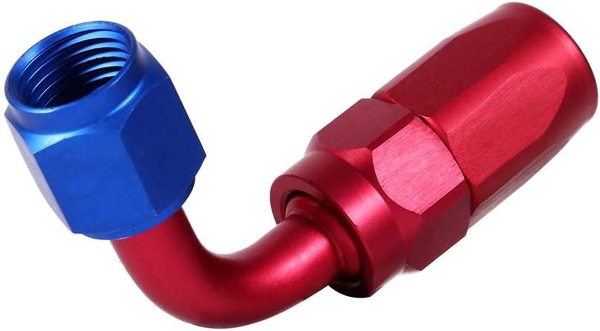 Hoge kwaliteit AN6 brandstofslang koppeling met draaibare mannelijke adapter voor racetoepassingen, geschikt voor olie- en brandstofsystemen, blauw-rood