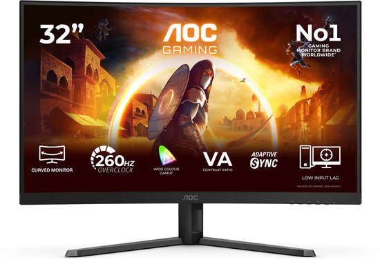 AOC G4 C32G42ZE 32″ Full HD Curved Gaming Monitor 260Hz Overclock VA-paneel 0,3ms HDR10 AdaptiveSync