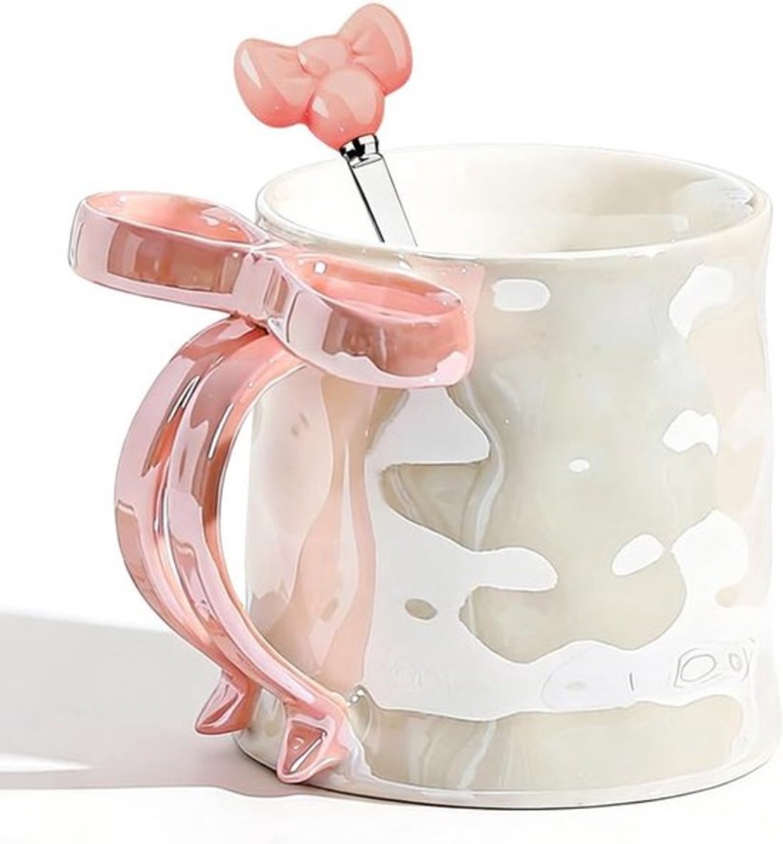 Schattige 350ml Theemok met Strik, Roze Keramische Koffiemok van Hoge Kwaliteit voor Thuis en Kantoor, Perfect voor Koffie en Thee