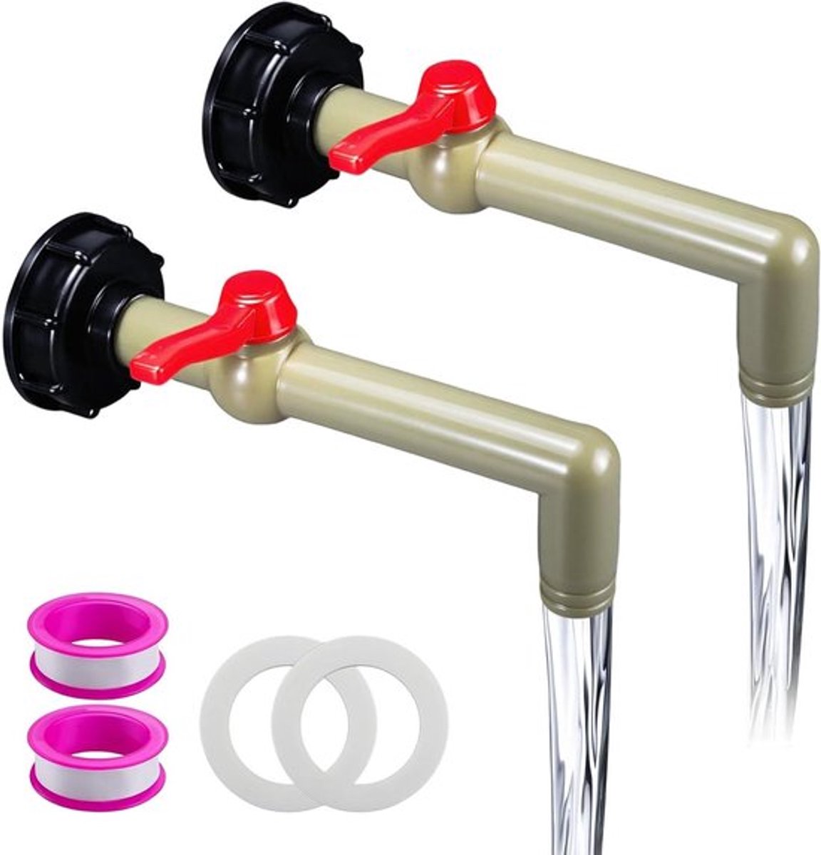 Waterkraan voor regenton en IBC-containers, afvoerkraan met regelventiel - diameter 25 mm - 1000 l regentank.