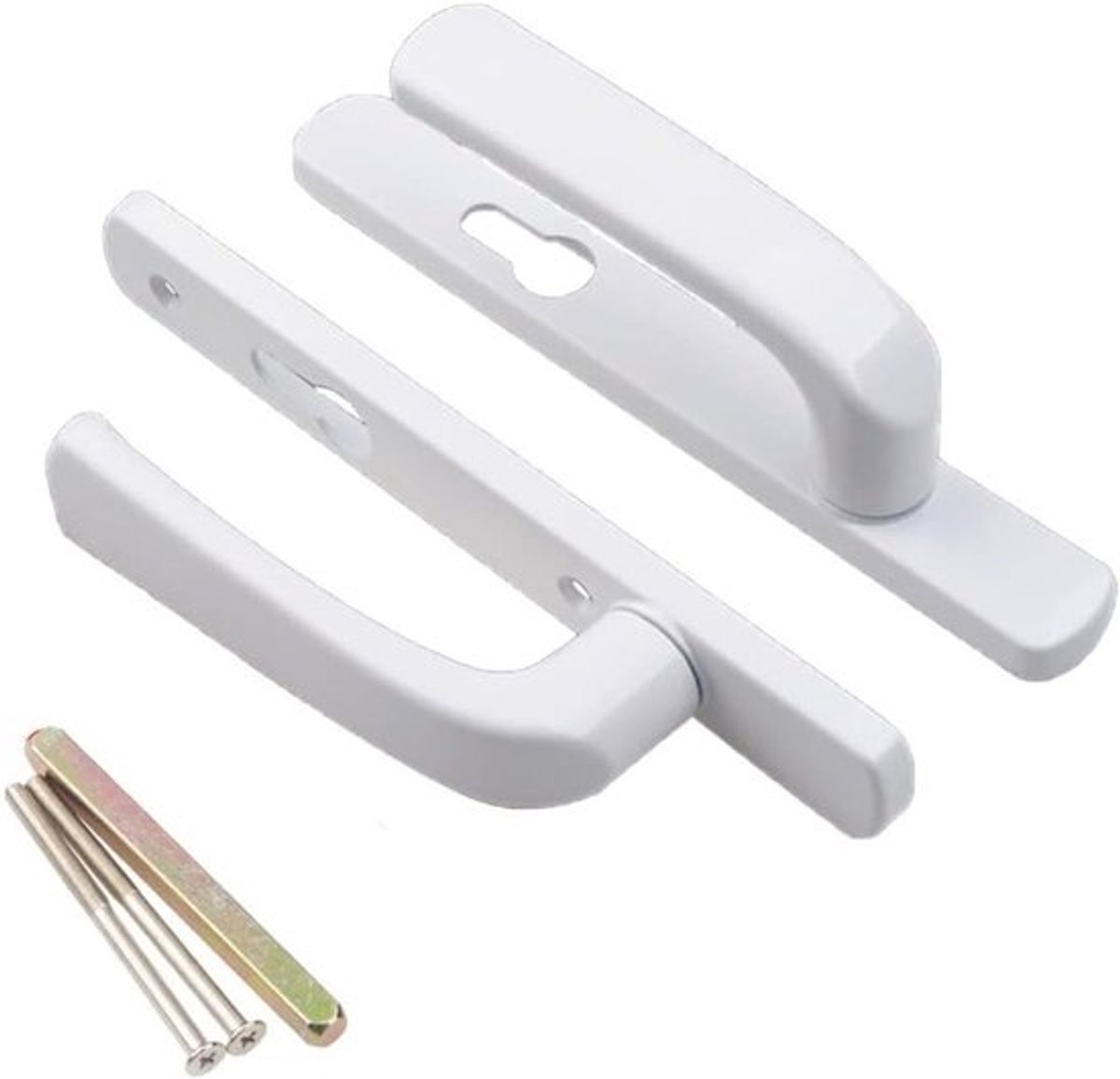Set van 210mm Vervangende Deurhandgrepen met Bijpassende Onderdelen - Wit, 85mm PZ (Centra) voor UPVC Deuren en Ramen