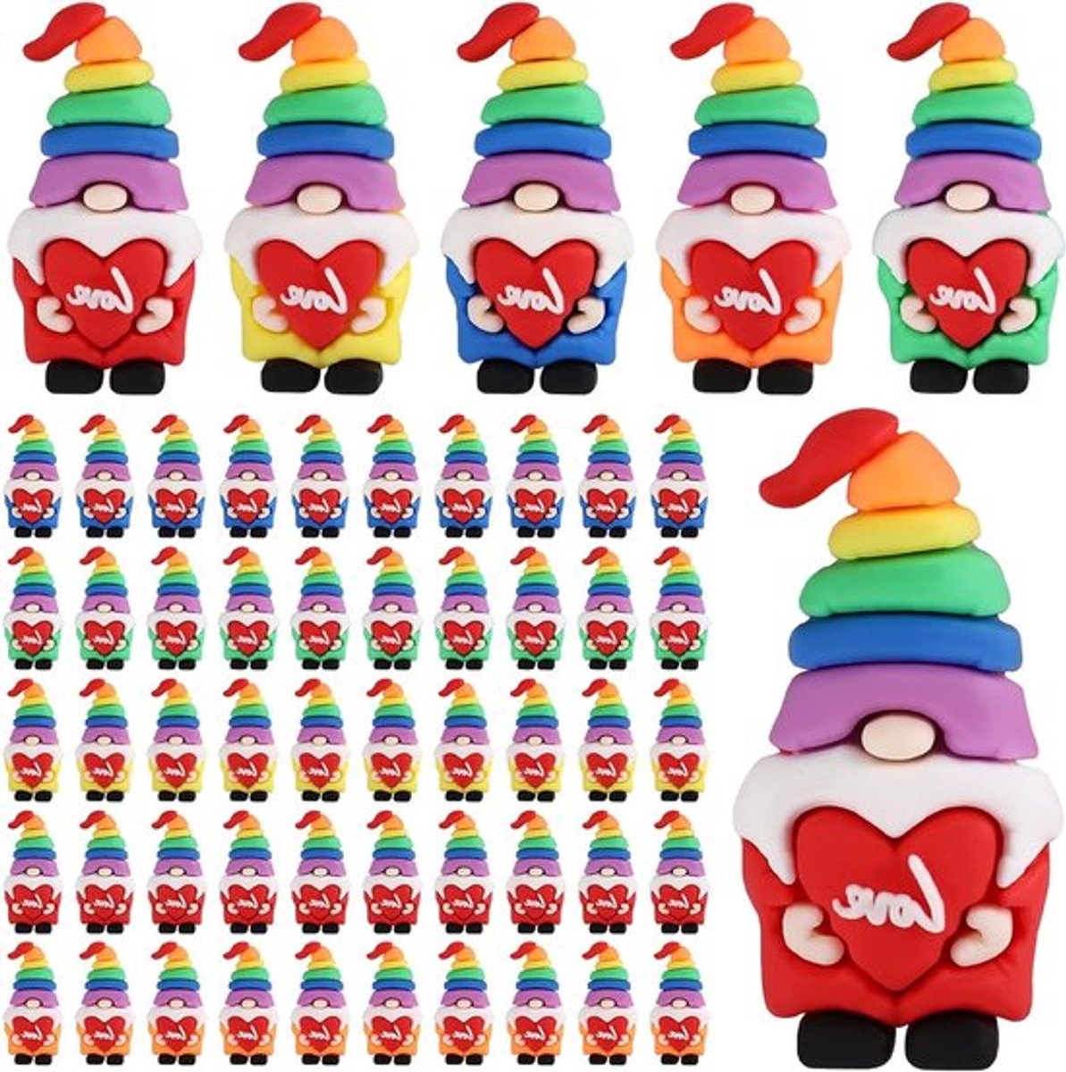 50 Miniatuur Gnooms - Regenboog Pride Figuren voor Tuin, Landschap en Decoratie - Perfecte Geschenken voor Fairy Lovers
