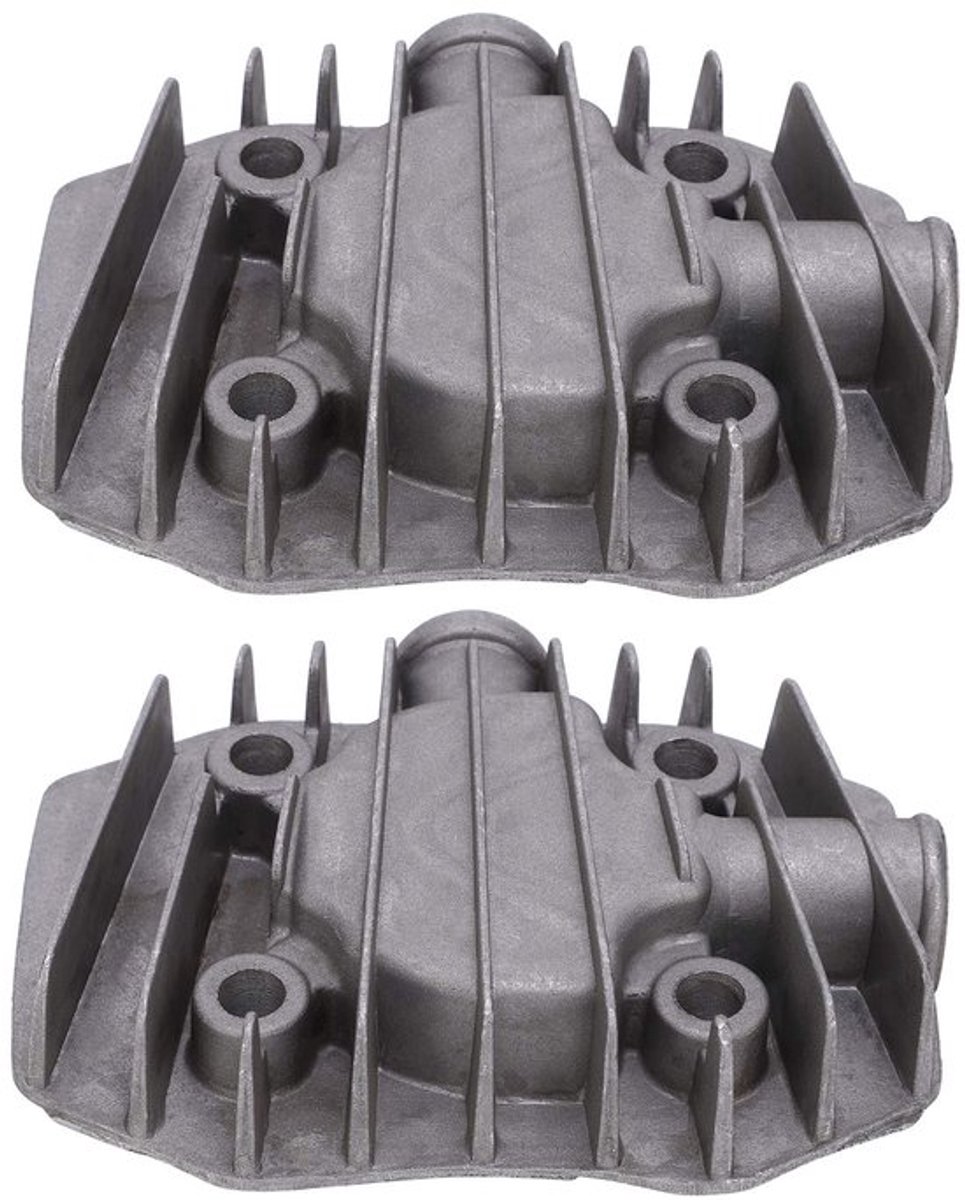 Cilinderkop 2 Stuks - Luchtcompressor - Gegoten Aluminium - Draadspecificatie G3/8 inch - Binnendiameter 16,5 mm - Middengatafstand 48 x 62 mm - Luchtcompressoronderdeel