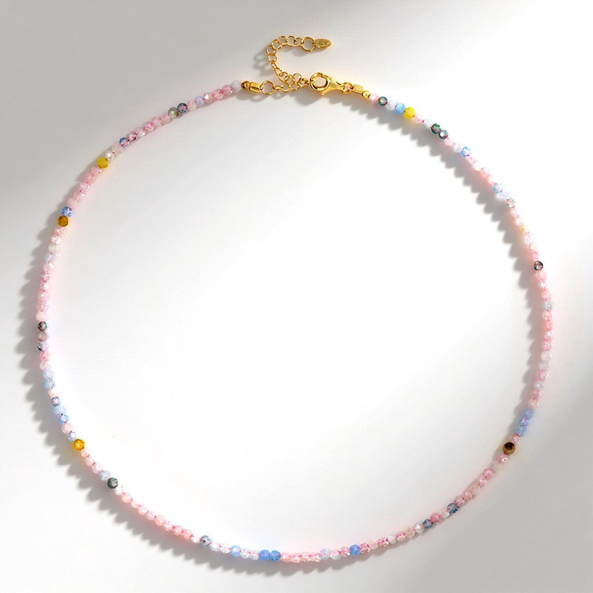 Cavill - Zilveren Halsketting 925 Sterling Zilver Verguld - Braziliaanse Morganiet Ronde Gefacetteerde Kralen 23,18 ct - Elegante Luxe Damesketting