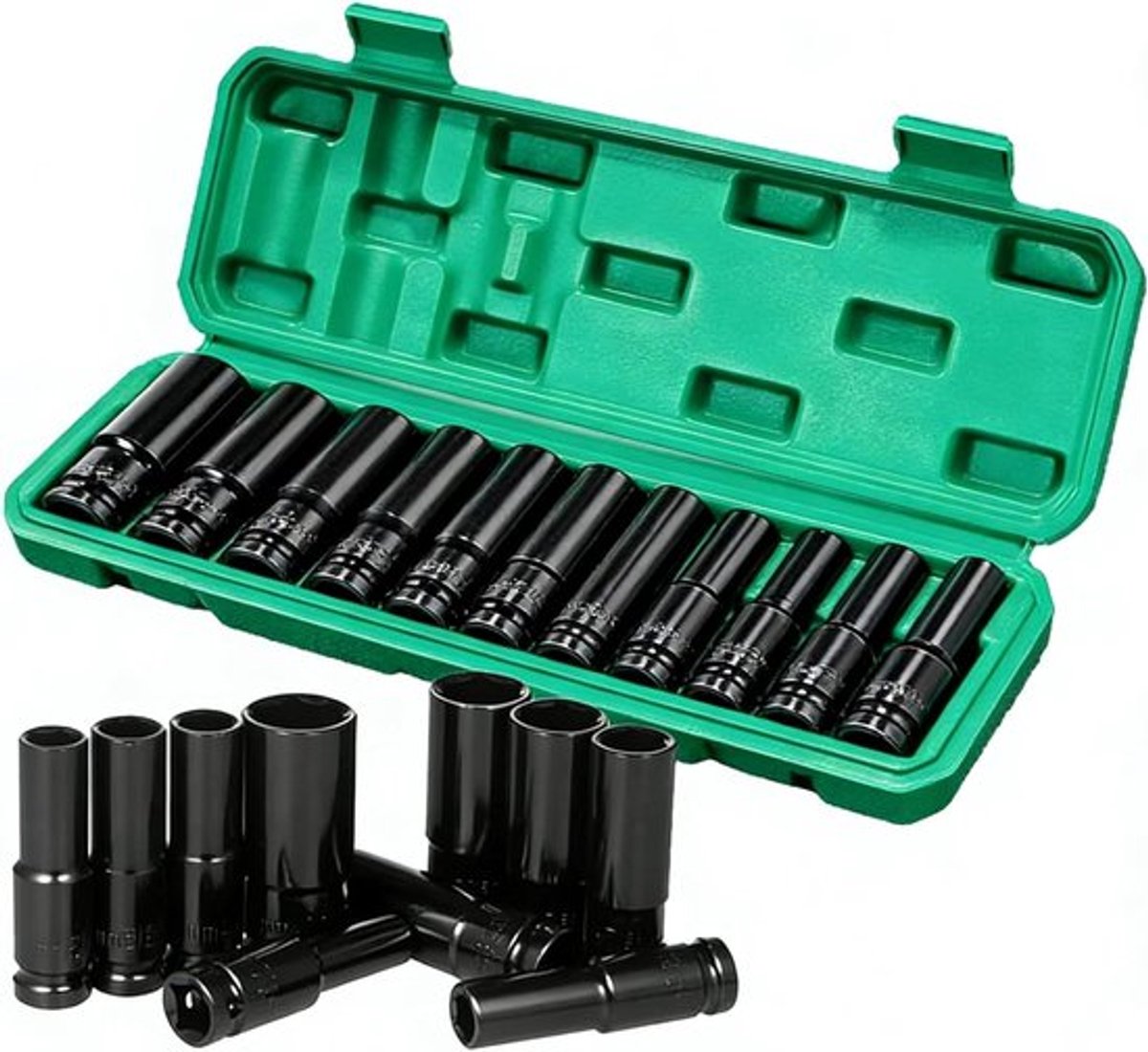 Complete 10-delige 1/2 inch Dopsleutelset met Impact Driver en Diepe Sockets van 8-24mm voor Krachtige Klopboormachines