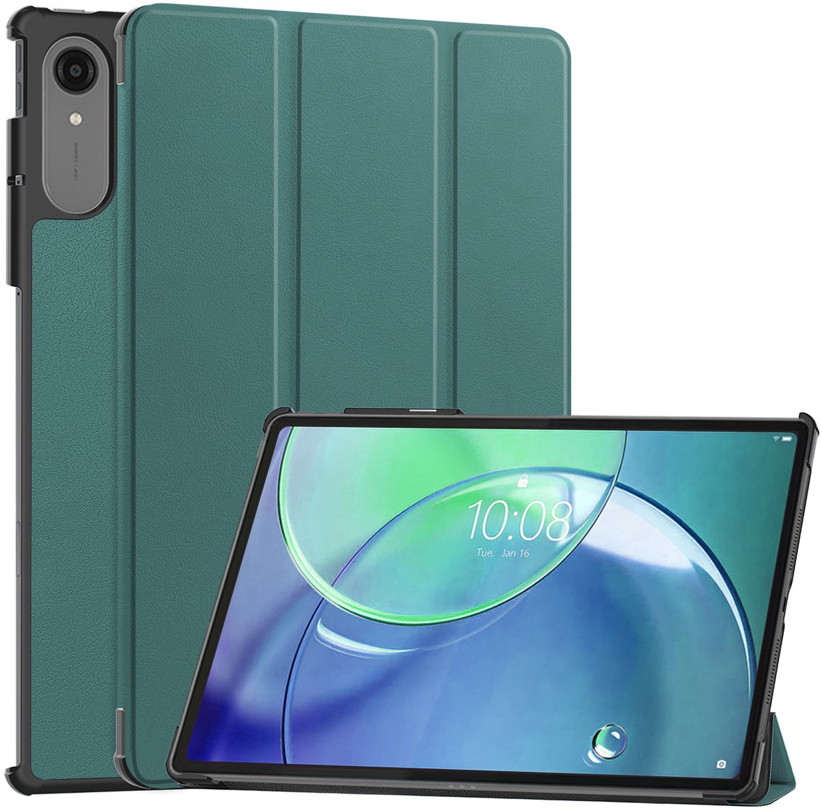 Hoesje - Geschikt voor Lenovo Idea Tab Pro Gen 2 - Dun & Stevig - Hardcover Book Case - Trifold Bookcase Hoes - Hard Cover - Tablethoes - Donkergroen