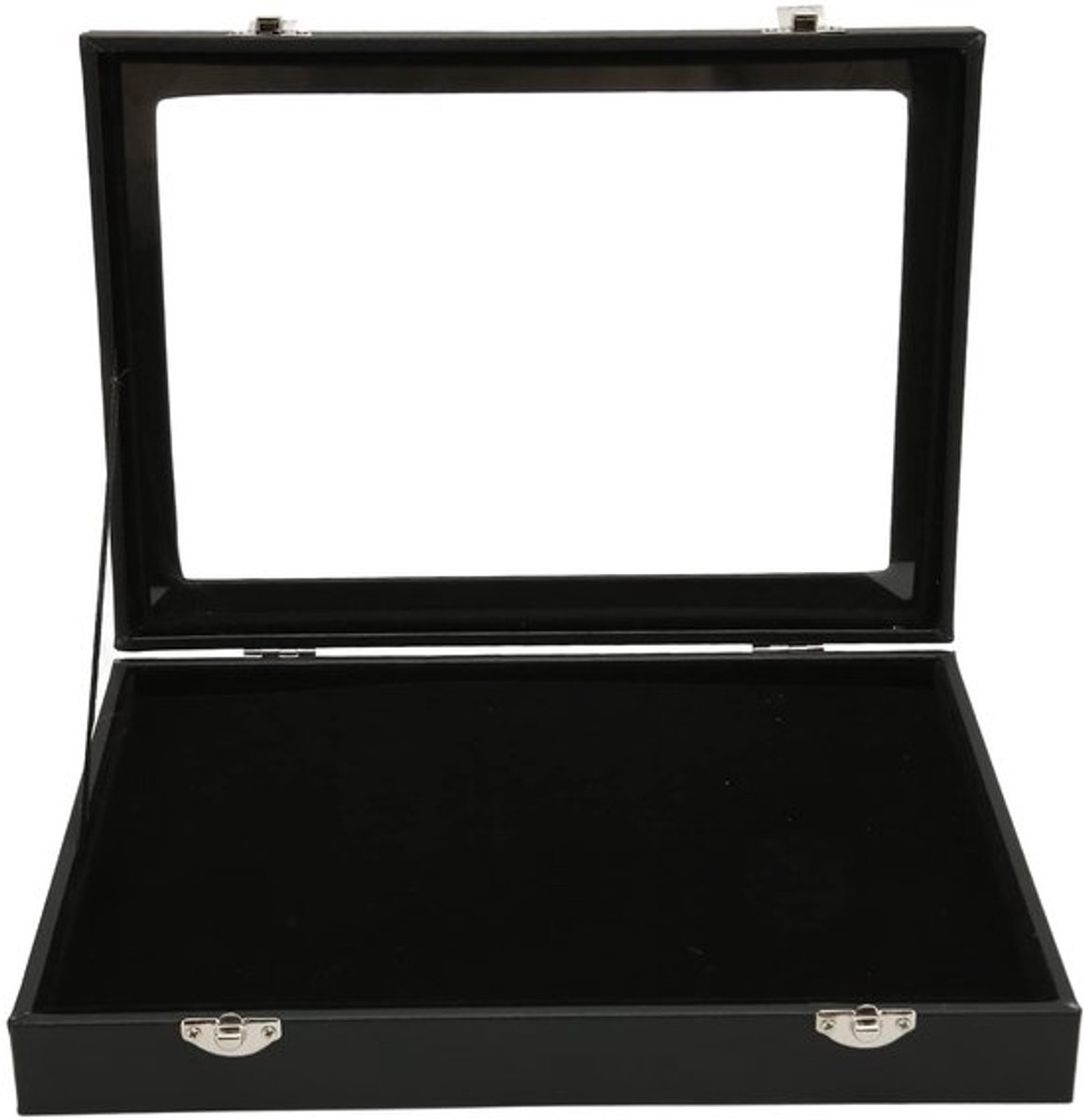 Pin-vitrine met glazen deksel - Badge-opbergdoos - Stofdicht - Sieradendoos - Medailles/broches - Beschermende sponsvoering