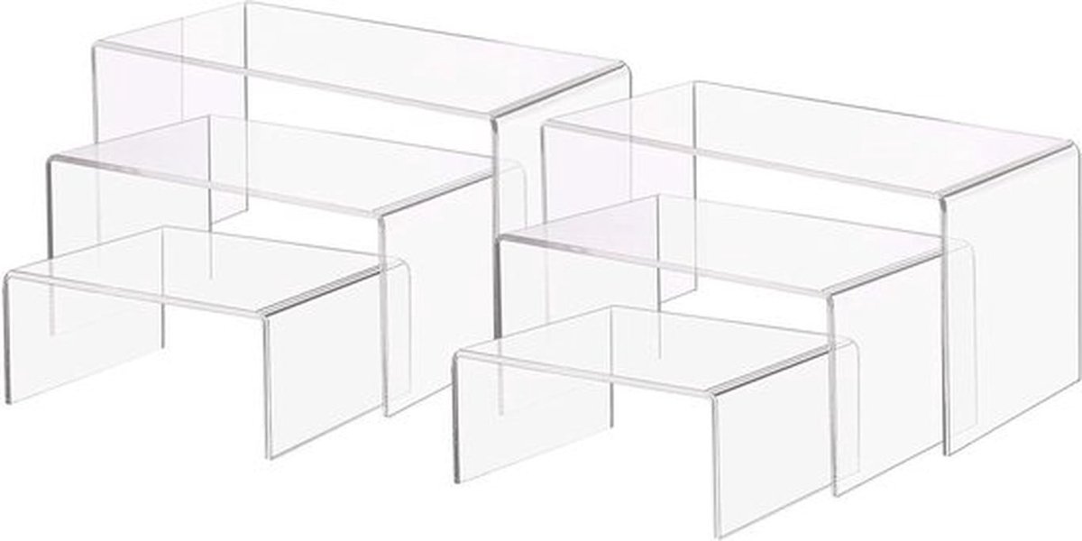 6 Stuks Acryl Display Platter Stand - U-vormige Sieradenhouder met 3 Niveaus voor Winkelinrichting en Tafeldecoratie