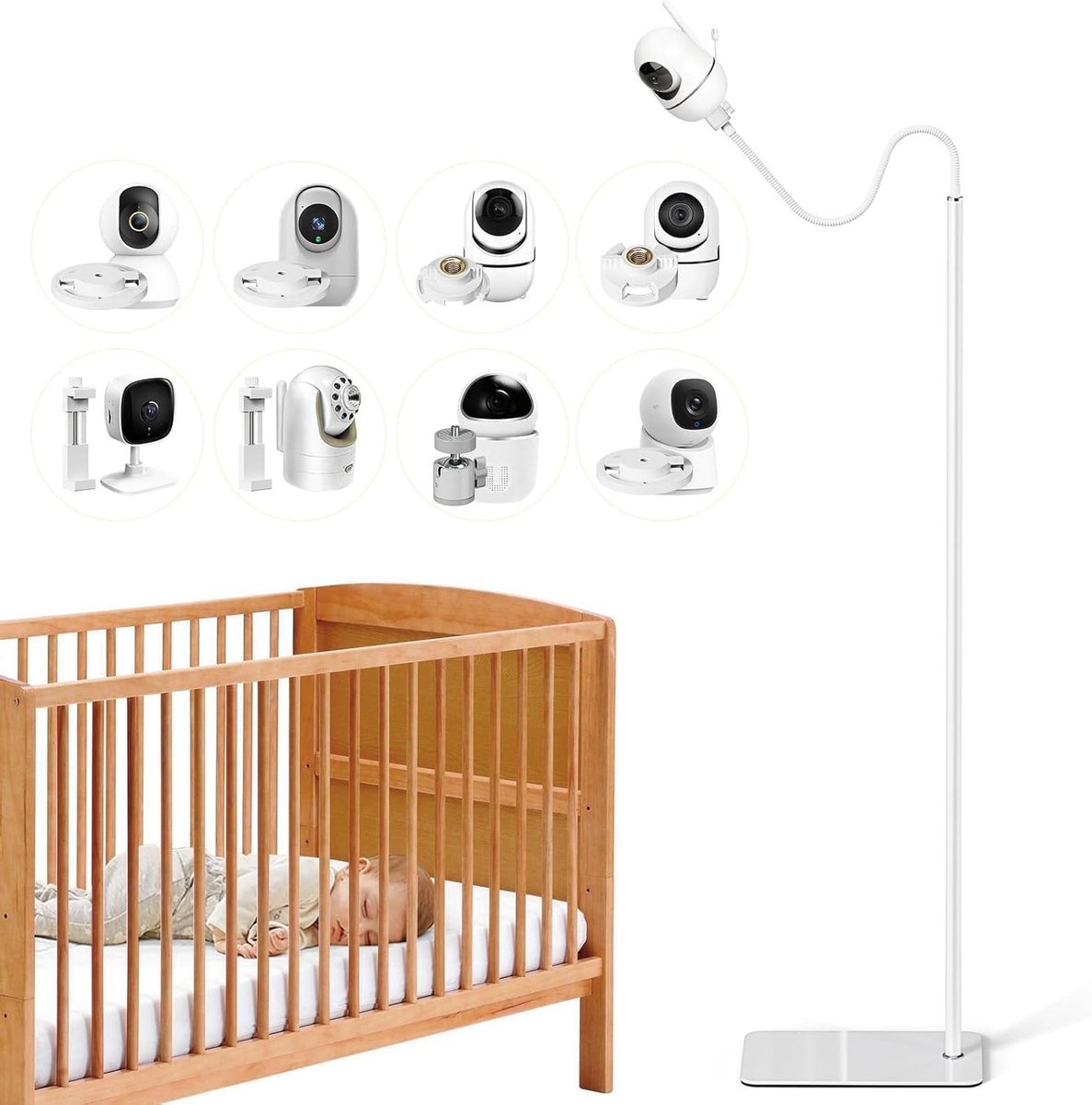 Babyfoonhouder Vloer - Camera Statief - Baby Bewaken - Hoogte Verstelbaar - 40-170 cm - Zwart