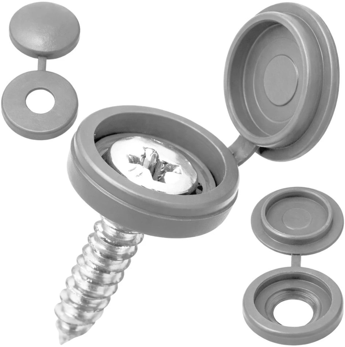 Han-Bar® Afdekkap voor schroeven - Schroefdeksel - Grijs - Schroefvouw - beschermkap - spiegelnagelkap - Schroefkap - Kunststof - Knop Moeren afdekbouten beschermen meubeldecoratie