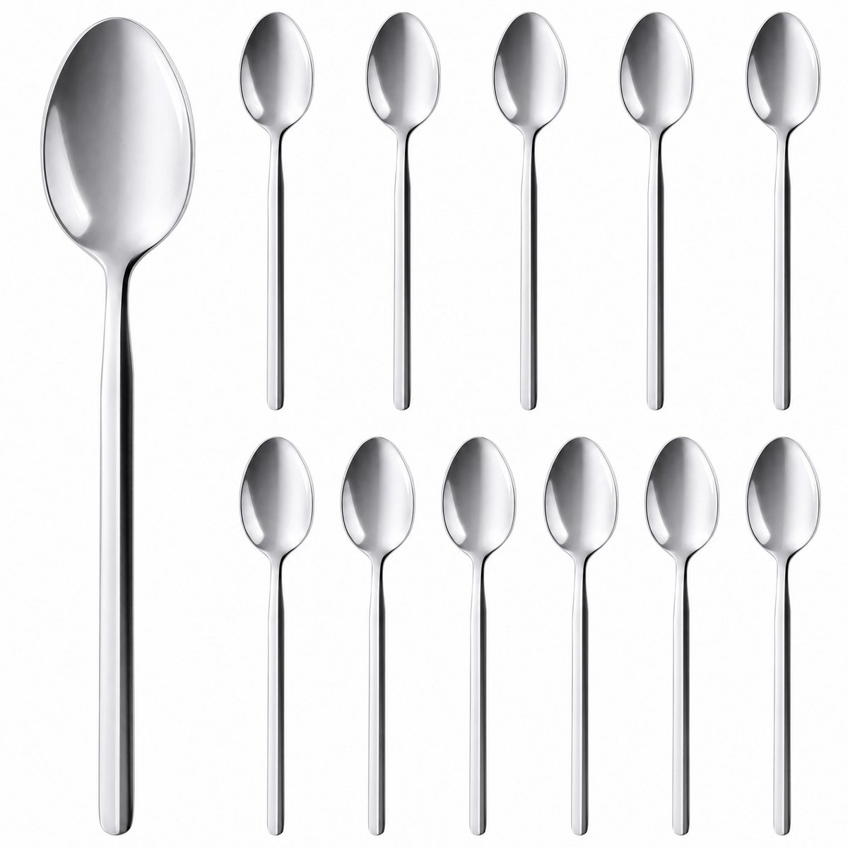Deleca 12 stuks Theelepels Set Amor - Dessertlepels / Koffielepels - 14.2 cm - RVS / Zilver