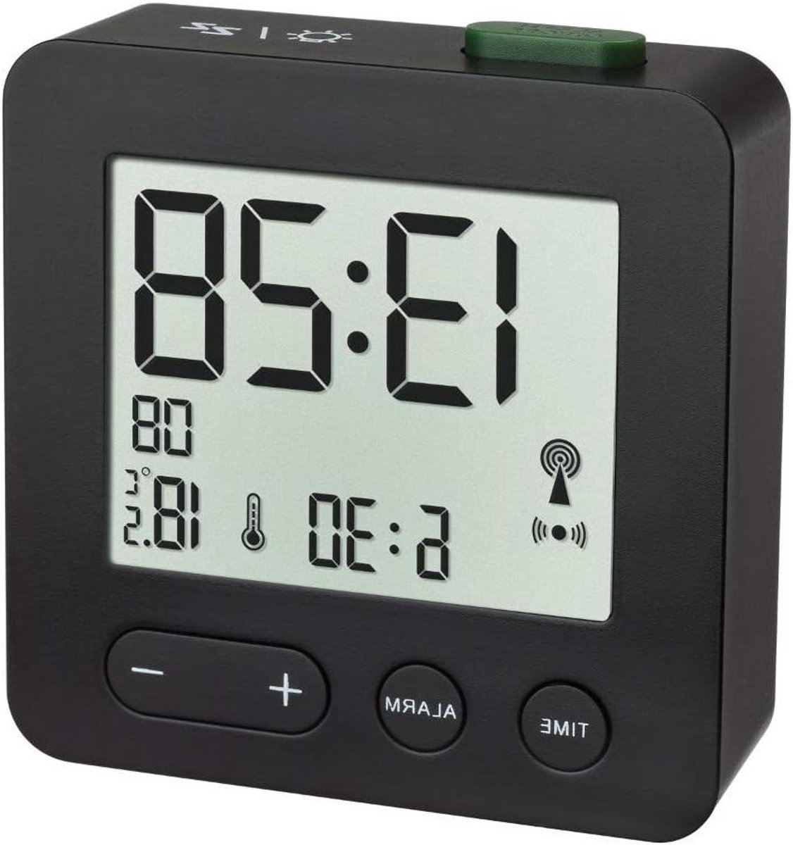 Radio Alarmklok - Tijd Klok - Wakker Worden - Automatische Tijdinstelling - 66 x 68 mm - Zwart