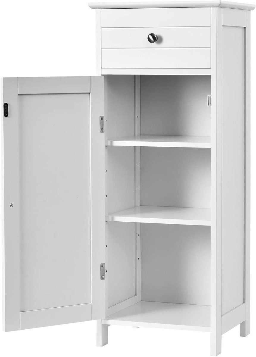 Badkamerkast met voet - Toiletkast Ladekast - Opbergen en Organiseren - Verstelbare legplanken - 35.5 x 30.5 x 88 cm