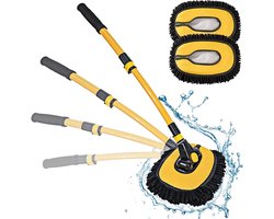 Auto Wasborstel Set - Telescoop Mop - Voertuigen Reinigen - Verstelbare Hoek - 110 cm - Geel