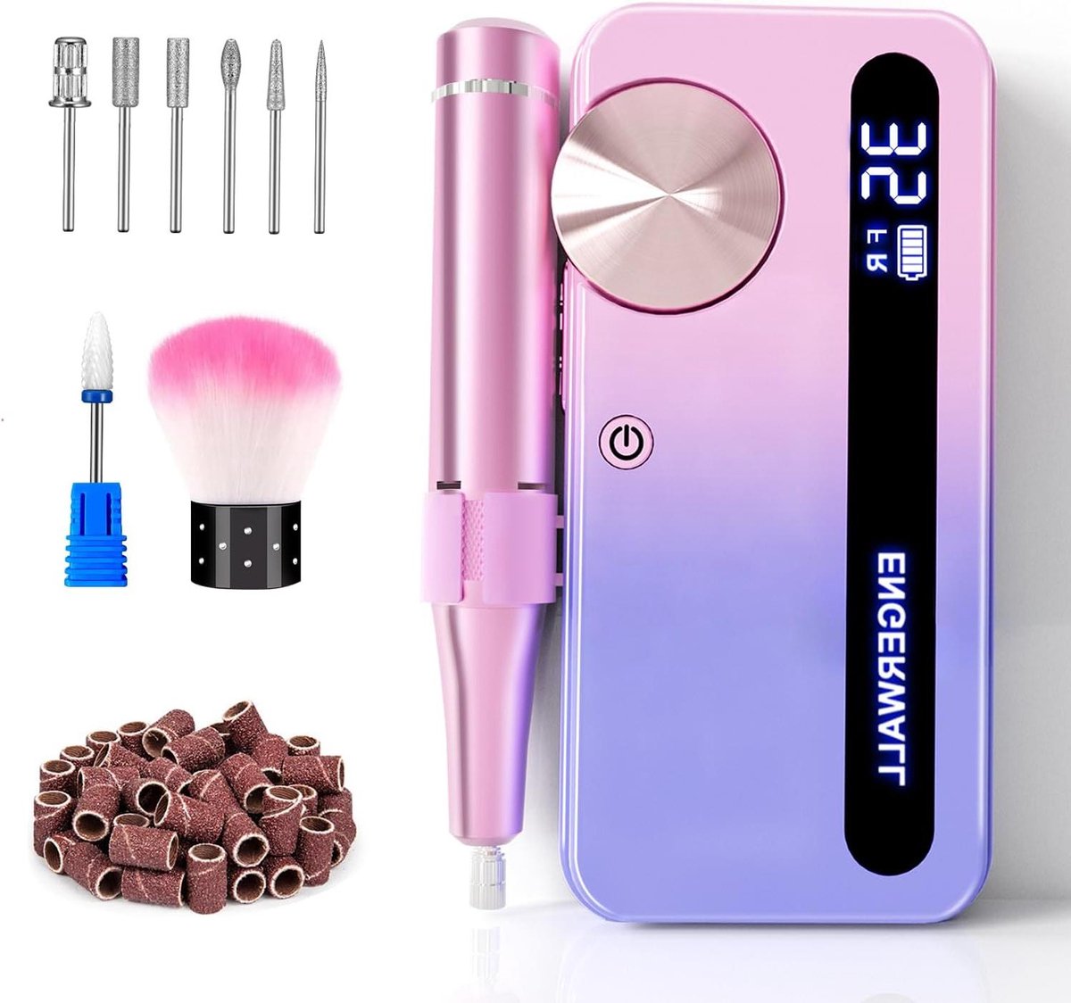 Nagelfrees 35000 RPM - Elektrische Nagelvijl - Manicure Pedicure - Draadloos Oplaadbaar - 10 Uur Batterij - Blauw Roze