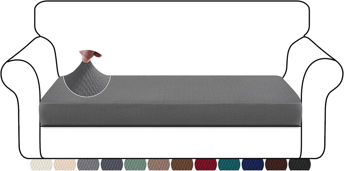 Dikke Sofa Zitkussenhoes - Duurzame Slipcover en Meubelbeschermer voor 3-zits Sofas in Lichtgrijs