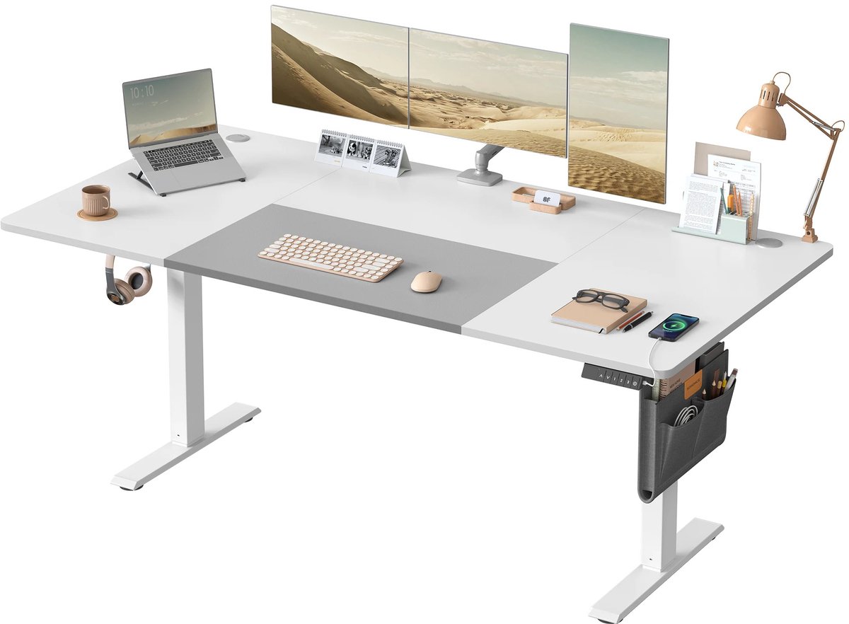 Archi Elektrisch Zit-Sta Bureau – Bureau - 180 × 80 cm – Hoogte Verstelbaar – Geheugenfunctie – USB-C – Ergonomisch Bureau – Wit