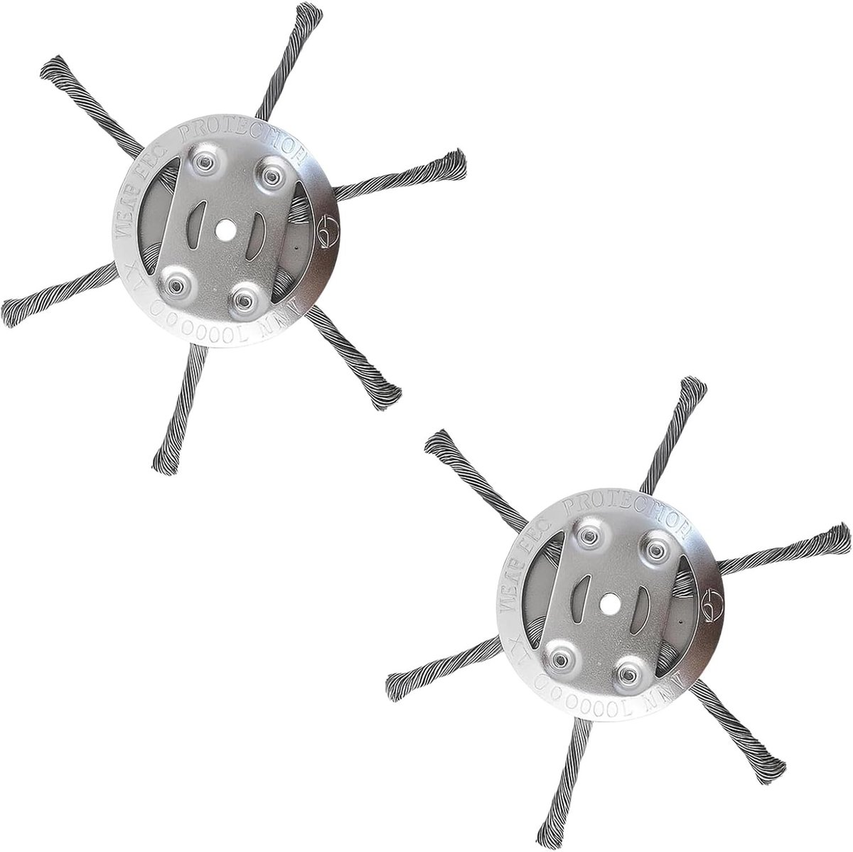 Set van 2 Stalen Draad Gras Trimmer Borstels met 6 Koppen voor Grasmaaiers, Ideaal voor Tuinonderhoud en Onkruidbestrijding