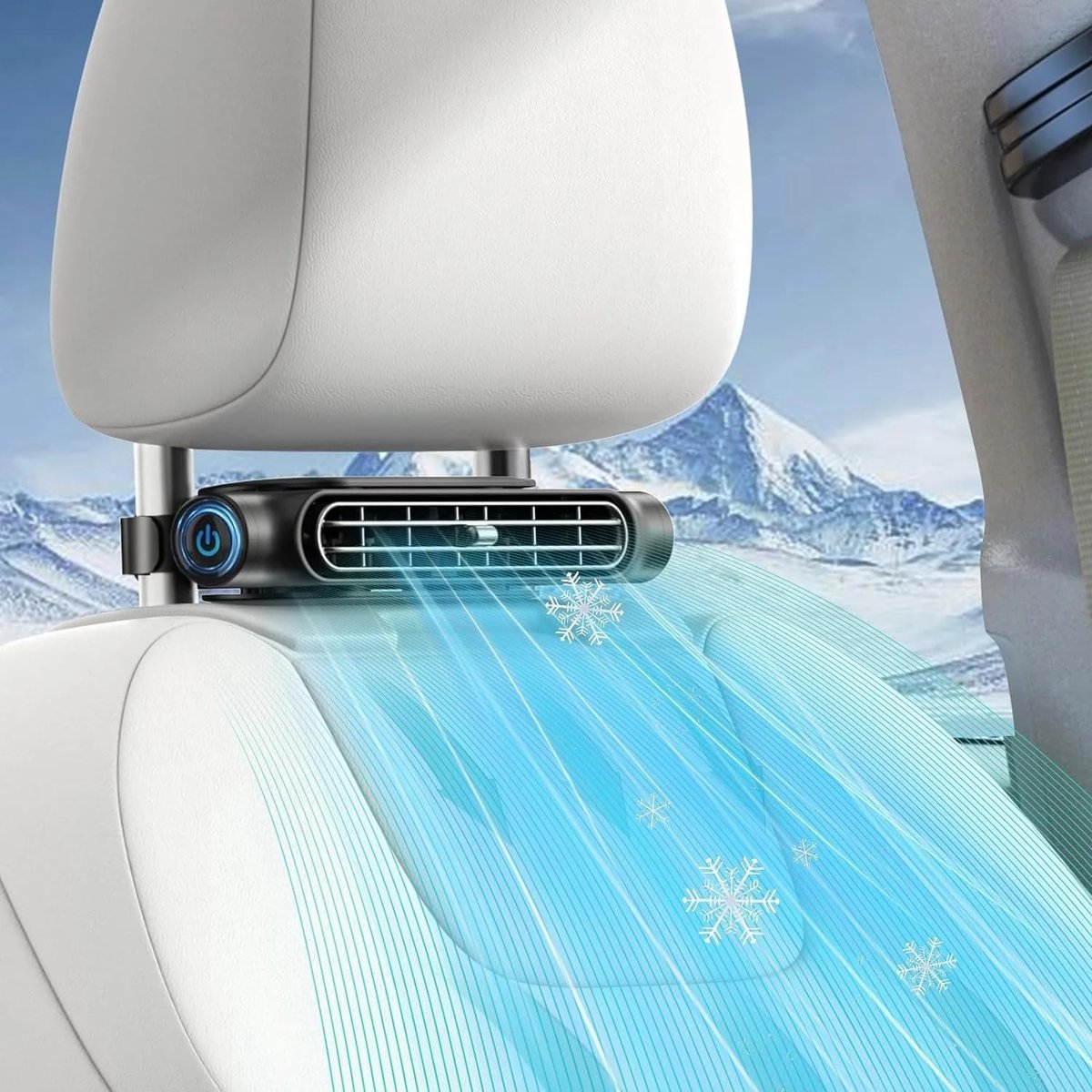 Auto Ventilator Cooling - Stille Hoofdsteun-Nekventilator - Mini Achterbankkoelventilator - 3 Snelheden - Stil In Gebruik - Voor Hoofdsteun - Voor Luchtcirculatie en Verkoeling - Voor Vrijwel Alle Voertuigen (Jeep, Bestelbus, Camper, Vrachtwagen)