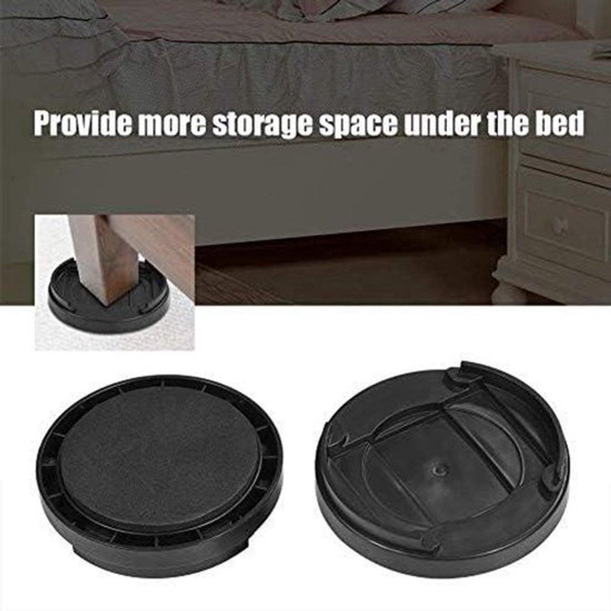 Set van 8 verstelbare meubelverhogers voor bed, tafel en stoel - zwart, antislip en multifunctioneel.