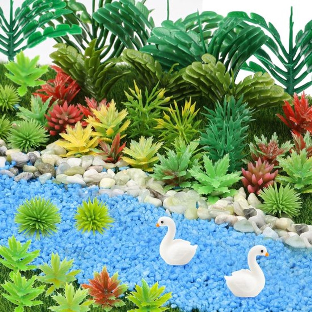 82pcs Miniatuur Planten en Bomen voor Model Landschappen, Treinbaan en Tuin Decoratie, Kunstmatige Planten voor Architectuur en Fairy Garden Accessoires
