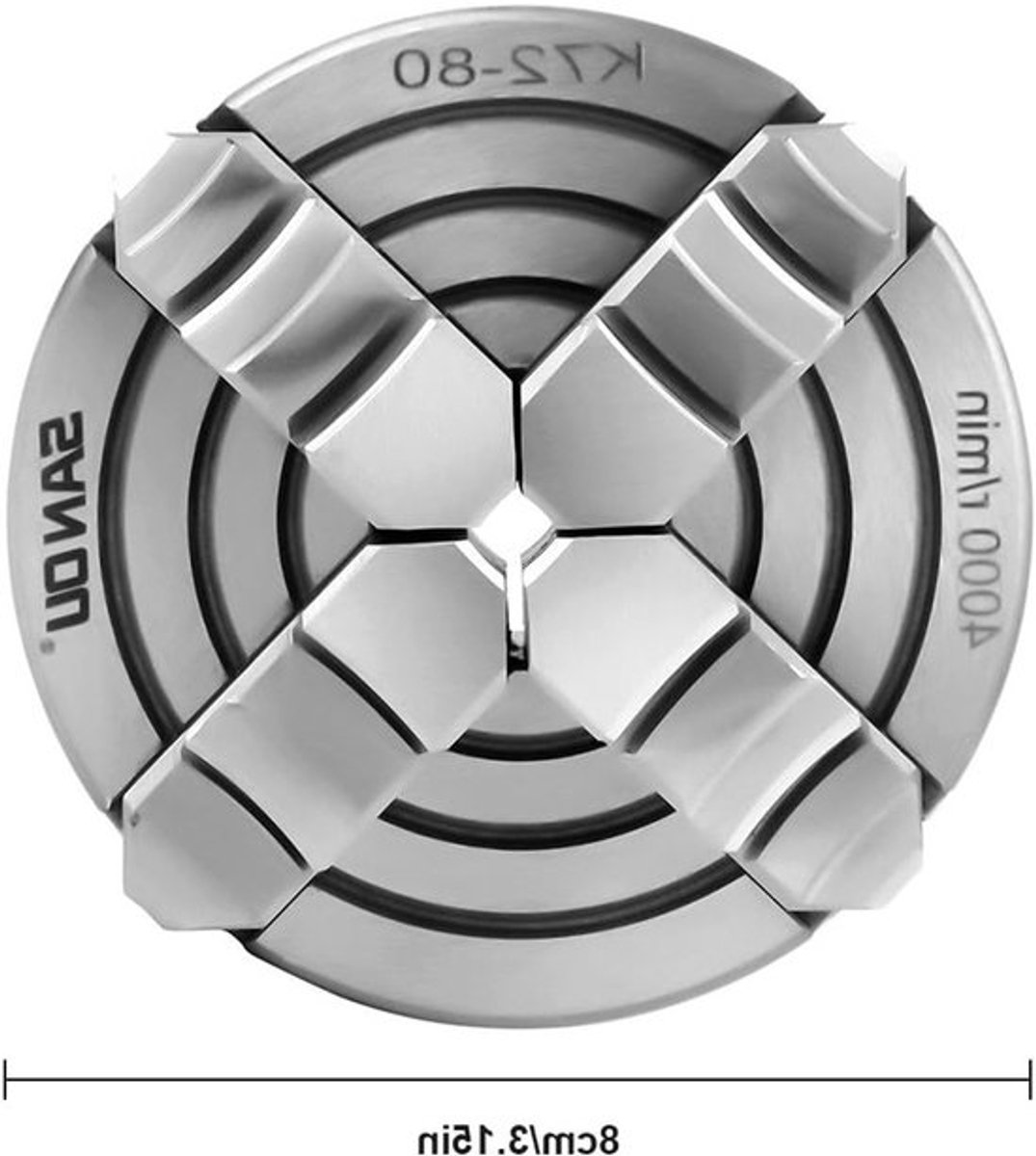 Rotary Boorhouder voor 4 Bit, Onafhankelijk en Verstelbaar, Diameter 80 mm, Geschikt voor Houtbewerking en Freesmachines