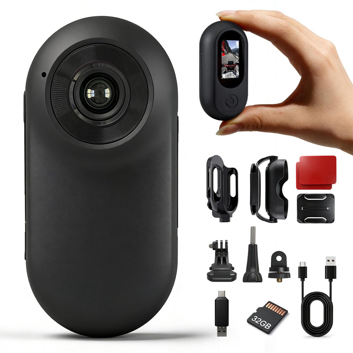 SnelShoppen - Bodycam Mini met 32GB kaart, 26g Actiecamera & Helmcamera voor Veiligheid en Avontuur