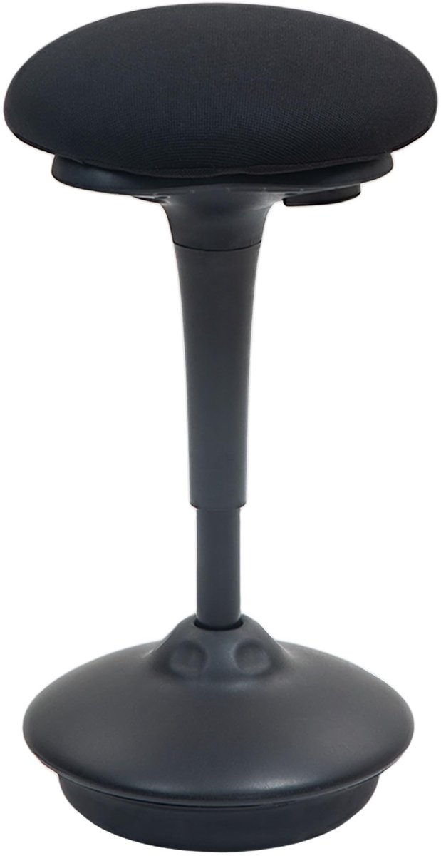 SnelShoppen - Ergonomische Staande Bureaustoel, Verstelbaar 70-90 cm, Brede Basis, 360° Kantelbare Zitting, Gevoerd Kussen, Antislipvoetjes, Zwart voo