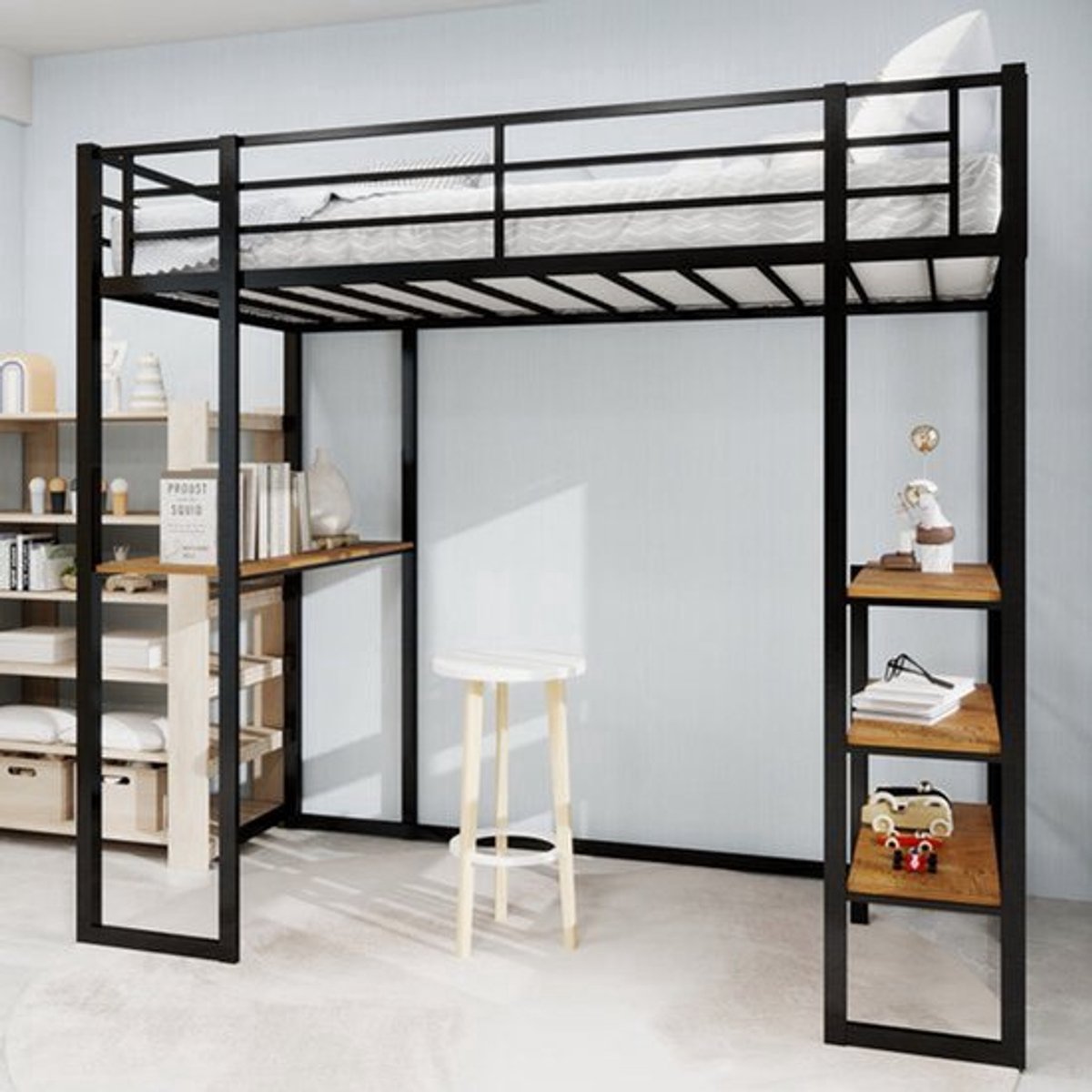Hoogslaper – Loftbed – Eenpersoonsbed – Kinderbed – Stapelbed – Ruimtebesparend ontwerp – 