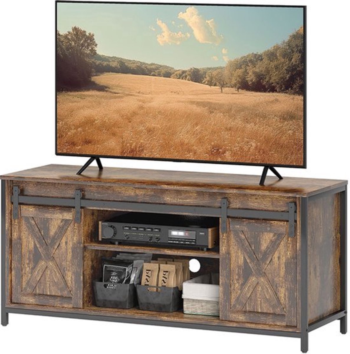 tv meubel – tv kast – tv dressoir – lowboard – mediameubel – Industriële stijl – 120x40x54