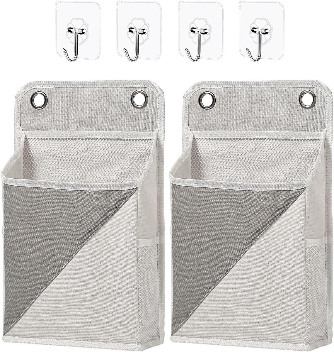 Wand Opbergorganizer - Hangende Manden - Ruimte Ordenen - Met Zakken - 2 Stuks - Grijs
