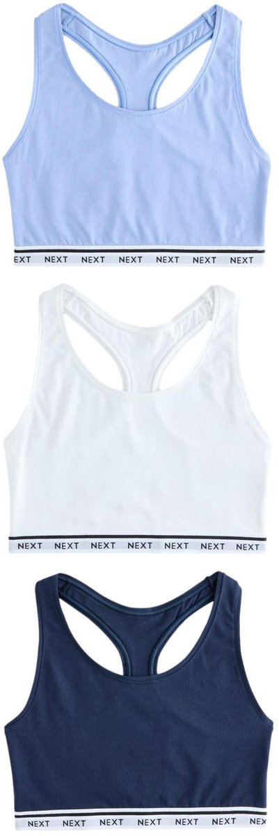 Next Dames - Set van 3 korte Ultimate Comfort tops met veel katoen - Blauw