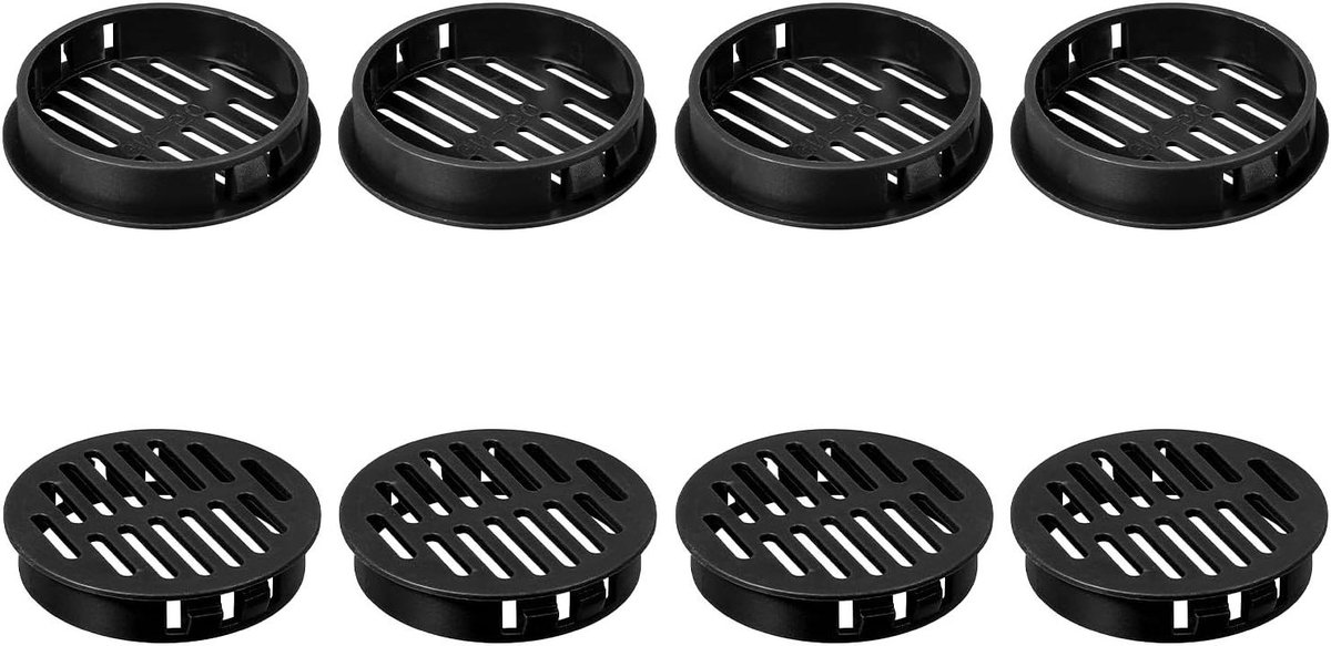 Ronde ventilatieroosters - Afdekking mesh - Ventilatie en luchtcirculatie - Kunststof slagvast - 50 mm - Zwart