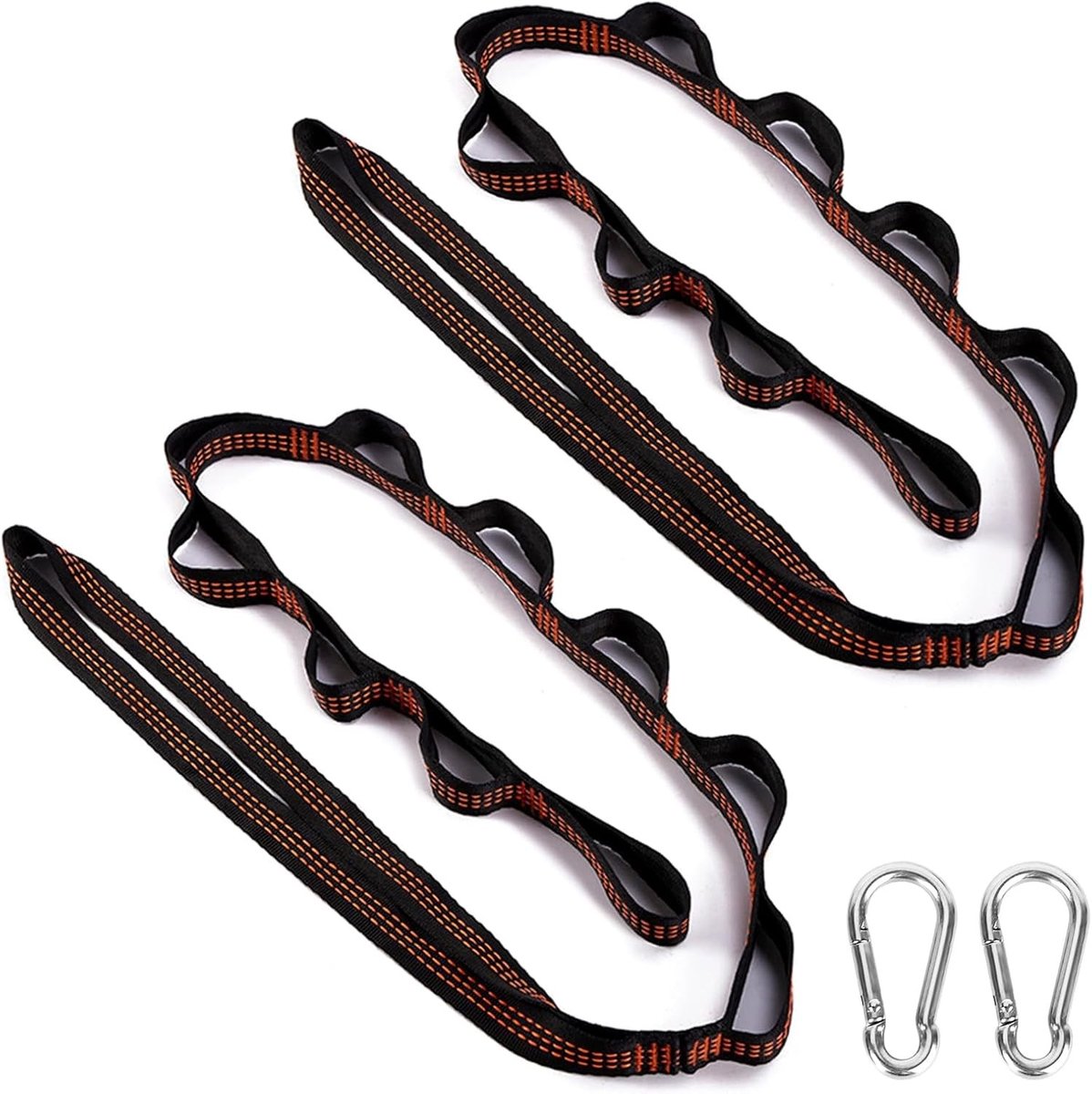 Hängmat Bevestiging met Hangriemen, 300 kg Set voor Bomen, Perfect voor Kamperen en Buitenactiviteiten, Inclusief 2 Carabiners en Haken