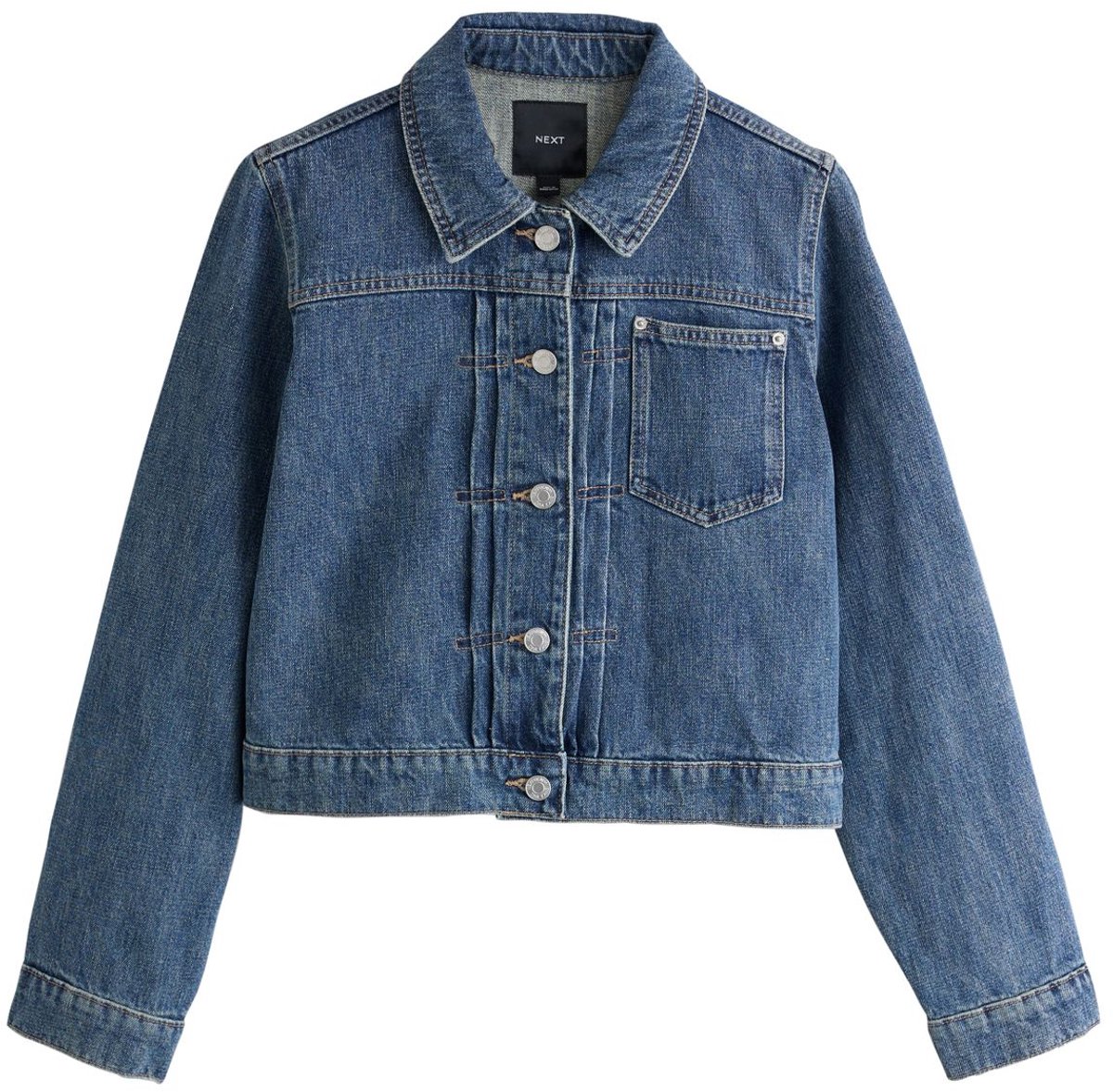 Next - Dames - Denim truckerjack met plooien - Blauw
